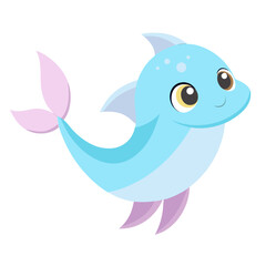 Cute Cartoon Dolphin Character Illustration for Childrens Books and Educational Material Perfect for Marine Animal Themed Projects and Designs