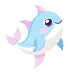 Cute Cartoon Dolphin Illustration with Pastel Colors for Childrens Designs and Educational Materials for Marine Life