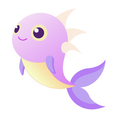 Cute Fish Cartoon Illustration with Friendly Smile and Vibrant Colors for Children Books and Graphic Design Projects