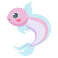 Cute pink and blue cartoon fish illustration for childrens book and creative educational design projects