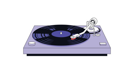 Vintage vibes with a sleek purple record player spinning a vinyl record, perfect for music lovers and retro enthusiasts seeking a touch of nostalgia and style