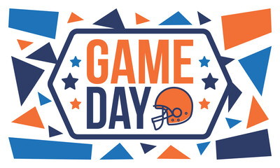 Game Day. American football playoff. Super Party in United States. Final game of regular season. Professional team championship. Ball for american football. Sport poster. Vector illustration