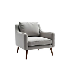 Fototapeta premium Modern Light Gray Upholstered Armchair isolated on transparent background