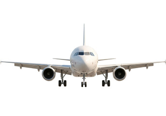 Obraz premium Front View of Commercial Passenger Airplane Isolated on Transparent Background