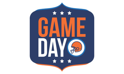 Game Day. American football playoff. Super Party in United States. Final game of regular season. Professional team championship. Ball for american football. Sport poster. Vector illustration