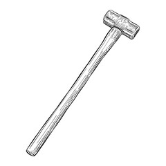 sledge hammer vector line art hand drawn illustration