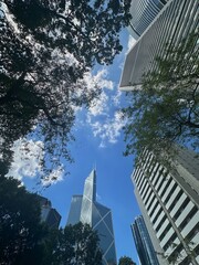 Looking a Exterior of modern architecture in Hong Kong City