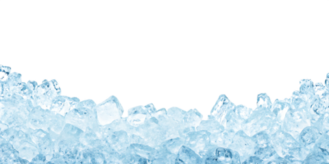 frozen ice cubes border isolated on white background png, ai generated