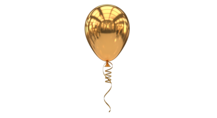Gleaming Gold Balloon with Curly Ribbon on Black golden
