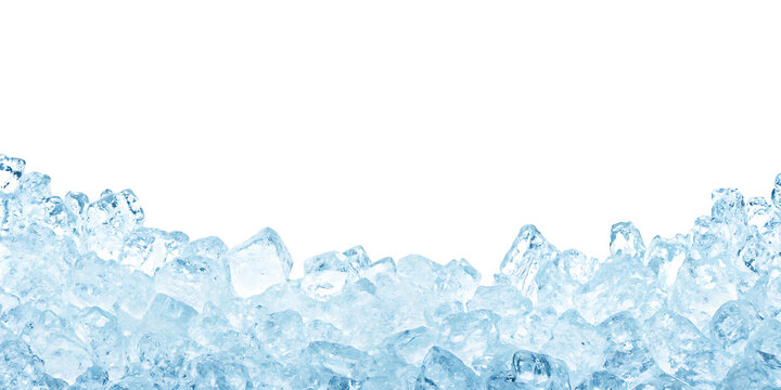 frozen ice cubes border isolated on white background png, ai generated