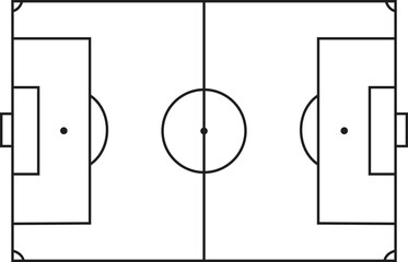 Soccer Field Layout Vector Outline. Football Pitch Minimalist Line Drawing for Game Strategy, Tactics Board, or Sport Event Design. © Sahajahan
