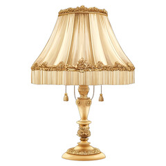 Elegant Vintage Gold Table Lamp with Pleated Lampshade Clipart
