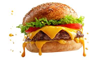 fresh tasty burger isolated on transparent background