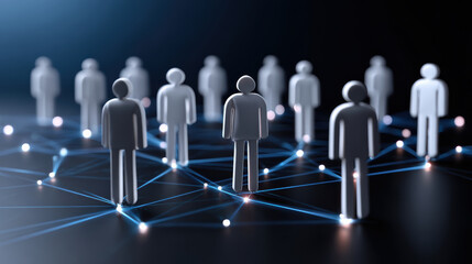 Social network of people with glowing digital connection. conceptual team and group show communication, teamwork, and global technology