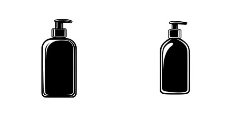Black lotion bottles in minimalist design on a clean background