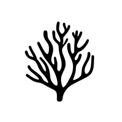 Naklejka premium Coral silhouette design featuring unique branching patterns in solid black against a white background