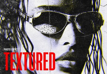 Textured Risoprint Photo Effect Mockup