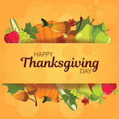 Happy Thanksgiving Celebration with Autumn Harvest Elements