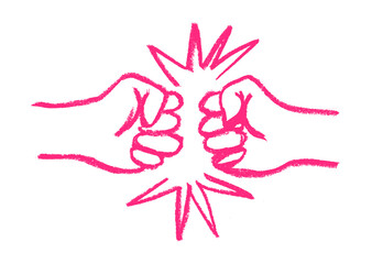 Fist Bump Crayon Chalk Drawing Doodle Vector
