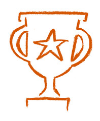 Trophy Star Icon Crayon Chalk Drawing Doodle Vector