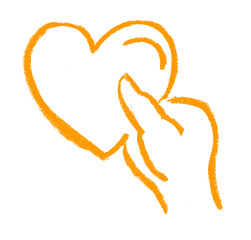 Handing Heart Love Icon Crayon Chalk Drawing Doodle Vector