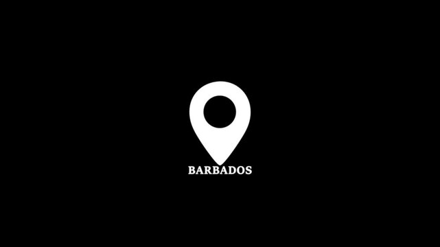 Barbados location pin icon on world map &mdash; white and black pin showing Dhaka position, travel destination concept with green background.
