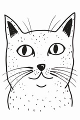 Whimsical Cartoon Cat Face Illustration