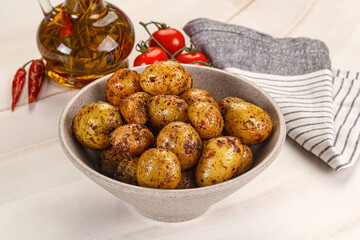 Baked mini potato with herbs