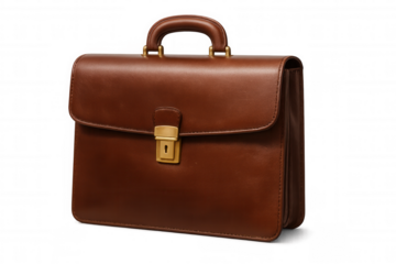 Brown leather briefcase concept, professional business accessory, formal work document bag, elegant corporate object