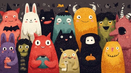  Group Cute Halloween Monsters