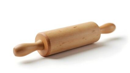 Wooden Rolling Pin Isolated on White Background