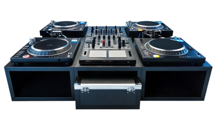 dj turntables at a club for a live music event isolated on white background  png, ai generated