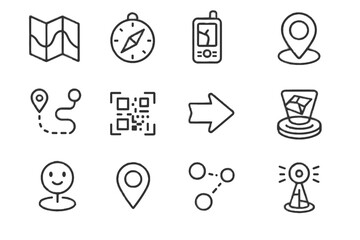 Waypoint grid path navigation ai gps holographic icon icons display vector pathfinder