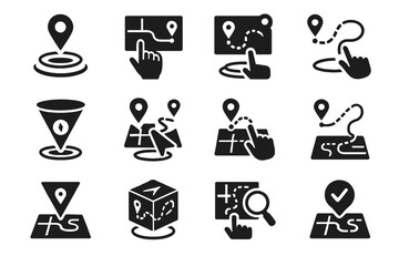 Rotating navigation path pointer icons hologram icon ar smart virtual holographic interactive