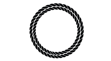 A black and white image of a twisted rope forming an oval shape © Lhvect02