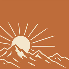 sunrise in the mountains frame with empty space for text on colorful background