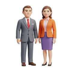 Obraz premium Business man and woman posed together isolated on transparent background