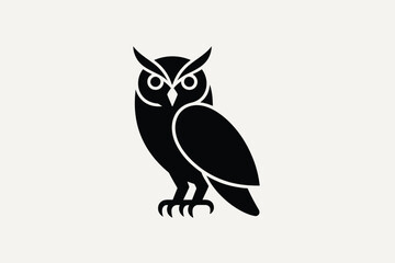 Stylized silhouette of an owl perched against a light background