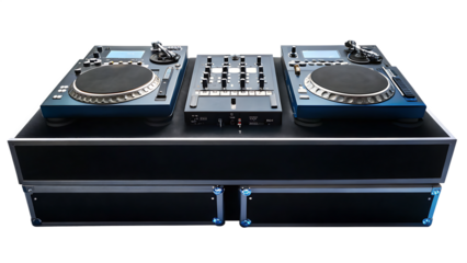 dj turntables at a club for a live music event isolated on white background  png, ai generated