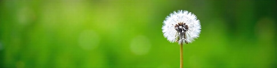 Delicate Dandelion Seed Head Ready to Fly Close-up of Fluffy White Seeds Against a Blurred Green Spring Background - Perfect for Nature, Whimsical, and Botanical Designs