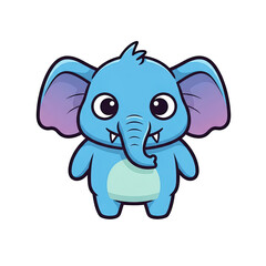 Fototapeta premium Cute blue elephant character with large ears and friendly expression 