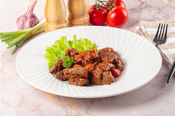 Hungarian goulash with beef meat