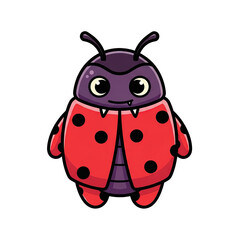 Obraz premium Cute cartoon ladybug character with a playful expression and big eyes — Concept of Assets, characters for games, cute monsters on a transparent background 