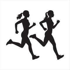 Female Athlete Sprinting Silhouette for Fitness and Motivation