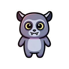 Cute monster character with large eyes and fangs on transparent background  