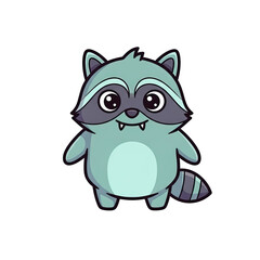 Fototapeta premium Cute raccoon character design with big eyes on transparent background 