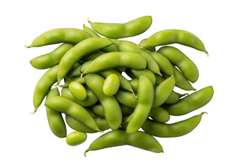 Green Edamame Pods Pile beans food isolated on a transparent background