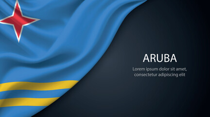 Aruba national flag with smooth fabric texture background