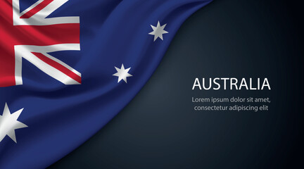 Australia national flag with smooth fabric texture background