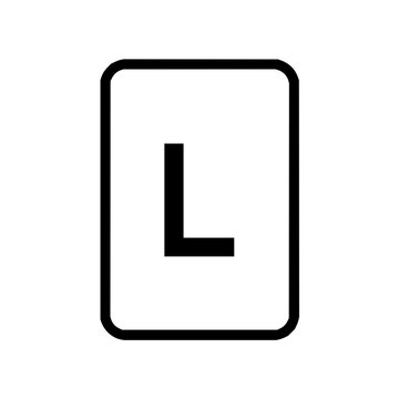 Letter l in a rounded rectangle with a black outline on a white background in a simple illustration